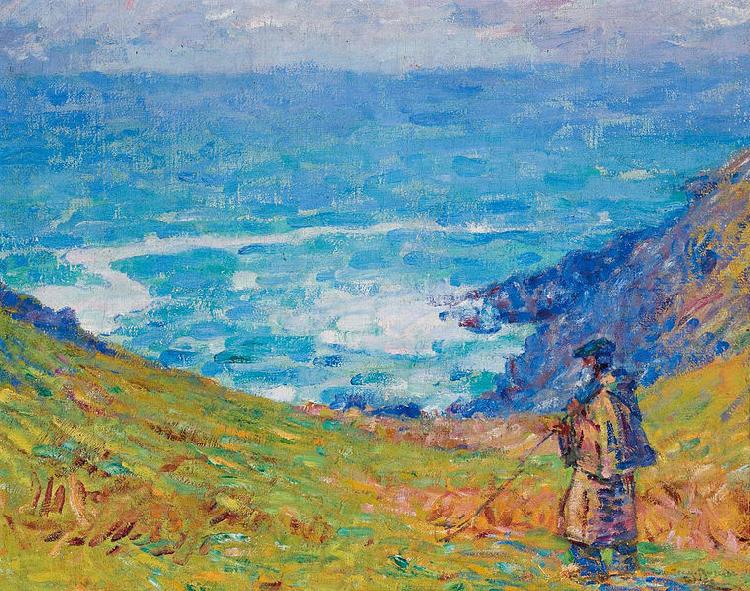 John Peter Russell Pecheur sur falaise Germany oil painting art